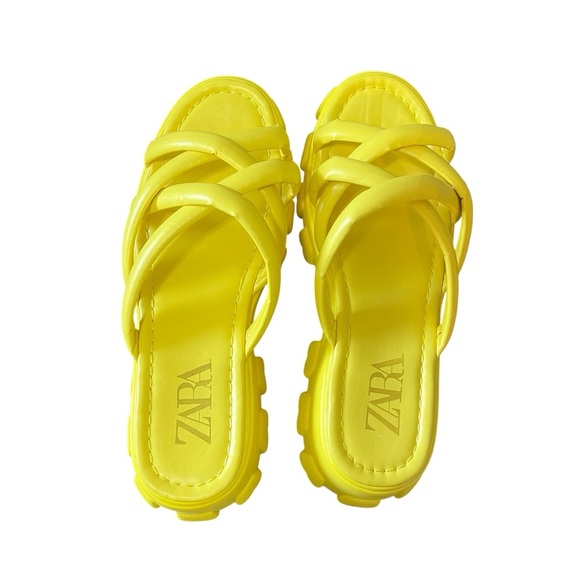 Zara Vibrant Yellow Strappy Sandals - Picture 1 of 6